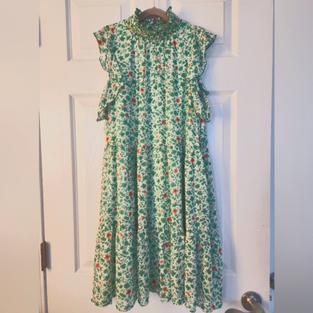 Green floral dress